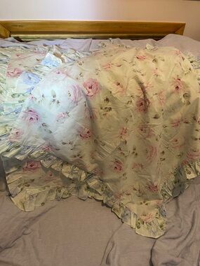 Rachel Ashwell Shabby chic sorbet roses on AQUA blue ‼️🌸🩵